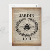 辞書のプリントのフランスのな国のヴィンテージの蜂 ポストカード (正面/裏面)