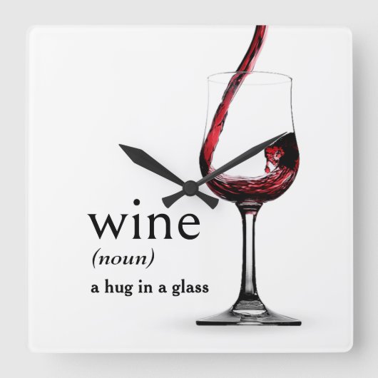 辞書のワインの定義 スクエア壁時計 (正面)