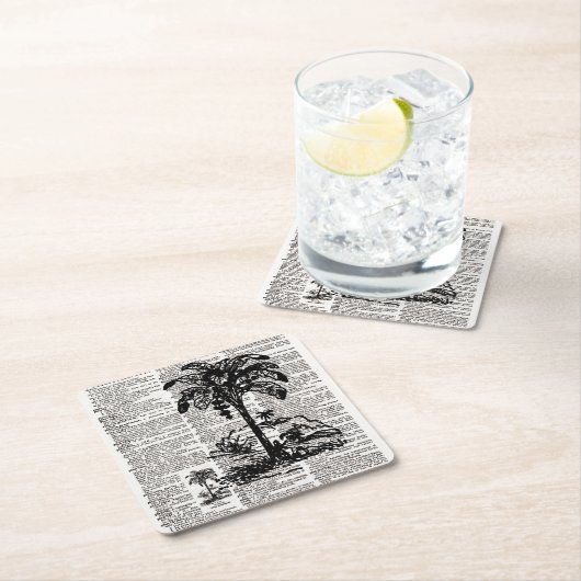 辞書の芸術のヤシの木 スクエアペーパーコースター (インサイチュ)