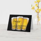 辞書の誕生日用ビール定義 カード (黄色い花)