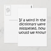 辞書もしの単語のスペルが間違っていた ポストカード (正面/裏面)