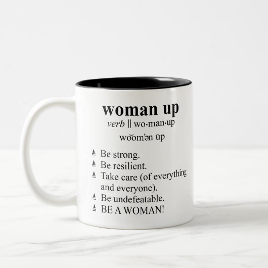 辞書スタイル定義"Woman Up"マグ ツートーンマグカップ (左)