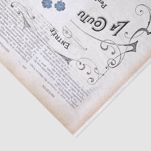 辞書フランスのページ文字ブルーフラワーデクページ 薄葉紙 (詳細)