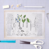 辞書フランスのページ文字ブルーフラワーデクページ 薄葉紙 (クラフト)