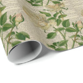 辞書フランスの国植物白バラ ラッピングペーパー (ロールコーナー)