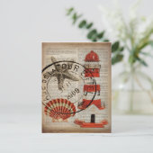 辞書プリントアートコースタルシーシェルライトハウス ポストカード (スタンド正面)