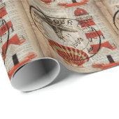 辞書プリントアートコースタルシーシェルライトハウス ラッピングペーパー (ロールコーナー)