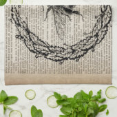 辞書プリントフランスの国ヴィンテージビー キッチンタオル (折り畳み)