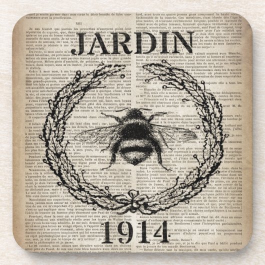 辞書プリントフランスの国ヴィンテージビー コースター (正面)