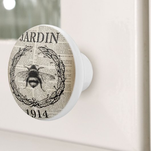 辞書プリントフランスの国ヴィンテージビー セラミックノブ