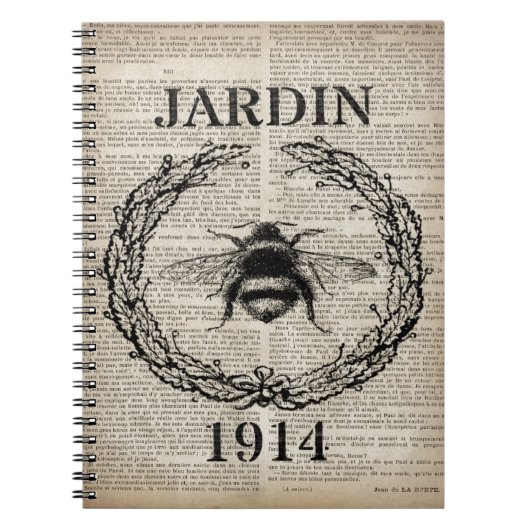 辞書プリントフランスの国ヴィンテージビー ノートブック (正面)