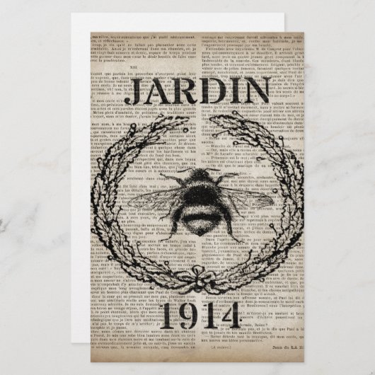 辞書プリントフランスの国ヴィンテージビー 便箋 (正面/裏面)