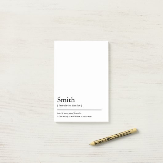 辞書定義ファミリ名とモットーカスタム ポストイット (デスク上)