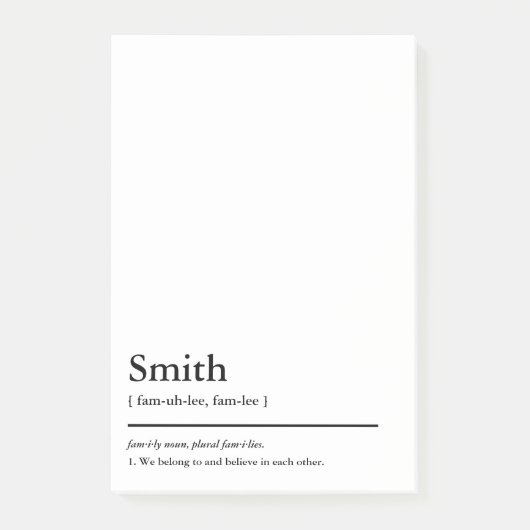 辞書定義ファミリ名とモットーカスタム ポストイット (正面)