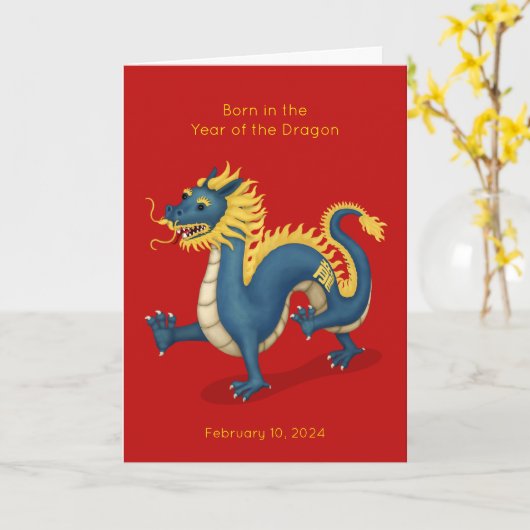 辰年ベビー誕生発表 カード (黄色い花)