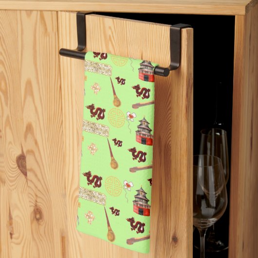 辰年中国ののお気に入りミュージックラック キッチンタオル (三つ折り)