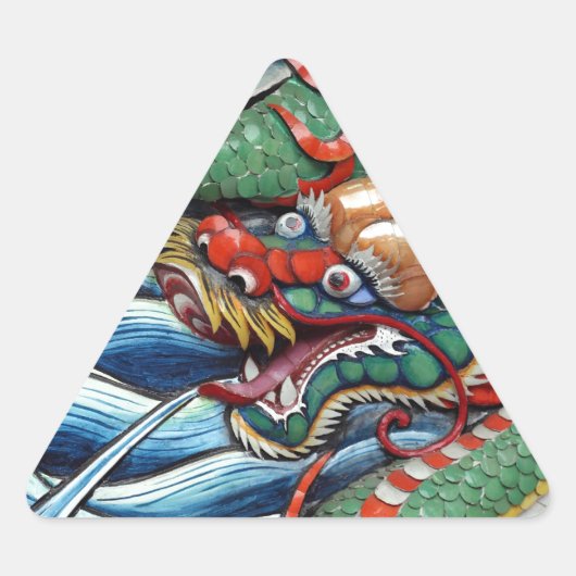 辰年中国のの神殿のドア 三角形シール (正面)