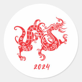 辰年中国の新年 ラウンドシール