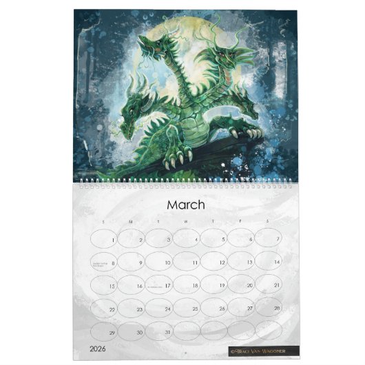 辰年芸術 カレンダー (3月 2026)