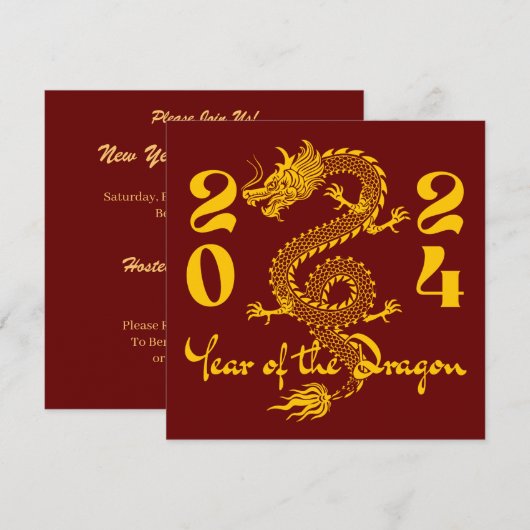 辰年金ゴールド 招待状 (正面/裏面)