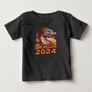 辰年2024ベビーブラックTシャツドラゴン ベビーTシャツ
