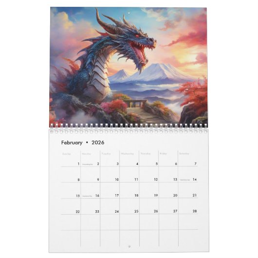 辰年20 カレンダー (2月 2026)