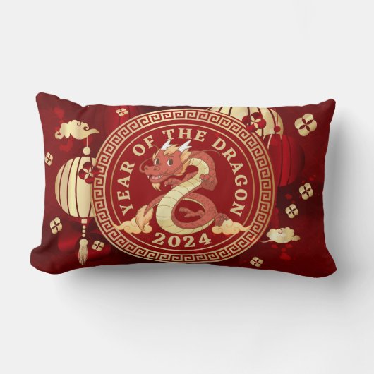 辰年20 |中国の〔占星術の〕十二宮図 ランバークッション (正面)