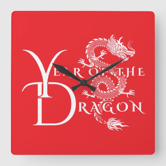 辰年 スクエア壁時計 (正面)