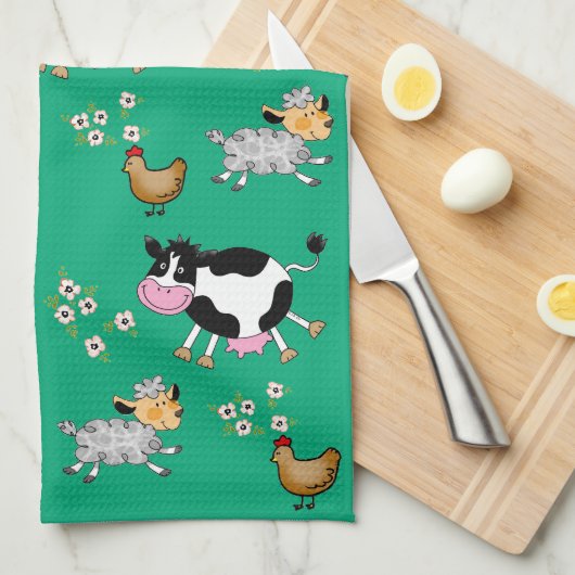 農おもしろい動物 キッチンタオル (四つ折り)