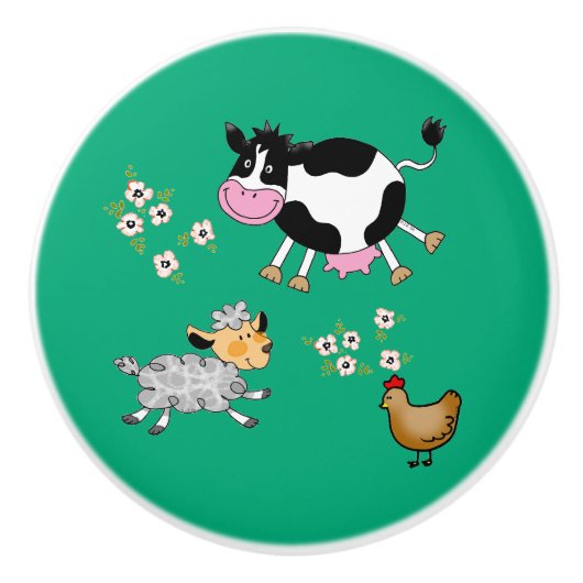 農おもしろい動物 セラミックノブ (正面)