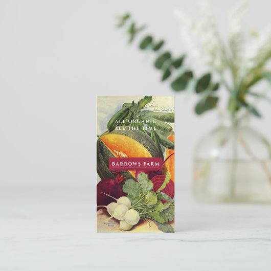 農オーガニック園ヴィンテージ種子パック野菜 名刺 (スタンド正面)