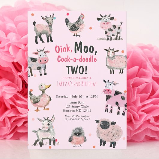 農ガーリー畜第二誕生日 招待状