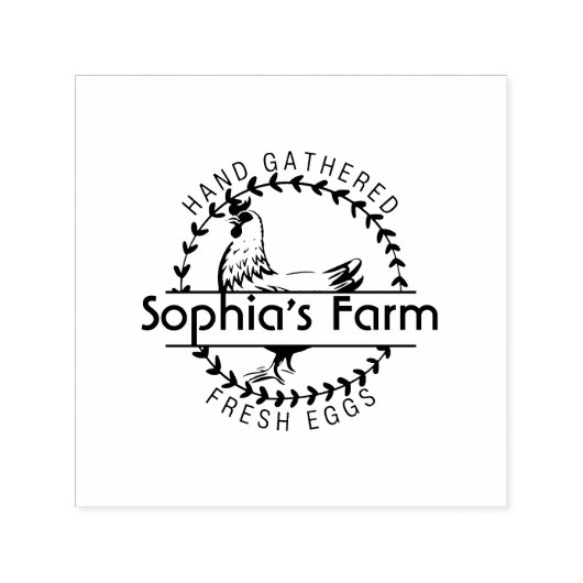 農パーソナライズされた素朴場名チキンエッグ セルフインキングスタンプ (デザイン)