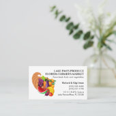 農作物の新鮮な果物と野菜のコルヌコピアのロゴ 名刺 (スタンド正面)