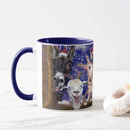 農動物おもしろいクリスマスコーヒーマグ マグカップ (ドーナツ)