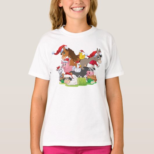 農動物クリスマススリープシャツ Tシャツ (正面)