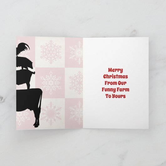 農動物ヴィンテージスタイルカントリークリスマス シーズンカード (内部)