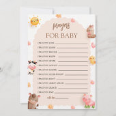 農動物赤ちゃんシャワー祈りの言葉用ベビーカード 招待状 (正面)