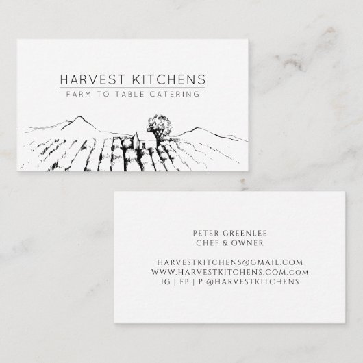 農図解入りの、写真付きの場ケータリング業者 名刺 (正面/裏面)