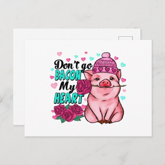 農園おもしろい動物の恋人のためのバレンタインデー💖 シーズンポストカード (正面/裏面)