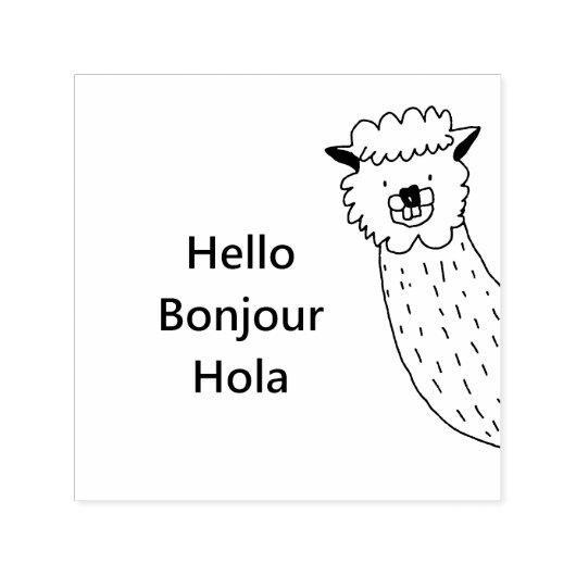 農園おもしろい動物アルパカ挨拶マンガ セルフインキングスタンプ (デザイン)