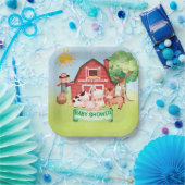 農園かわいい動物の緑の赤ちゃんシャワー ペーパープレート (パーティー)