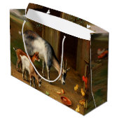 農園でヤギとニワトリ1 ラージペーパーバッグ (裏面アングル)