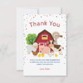 農園のペッティングをしている動物園の誕生日パーティーサンキューカード サンキューカード (正面)