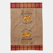 農園の新鮮なカボチャをヴィンテージと格子状に キッチンタオル (縦)