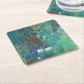 農園ひまわり付きグスタフクリムト スクエアペーパーコースター (アングル)