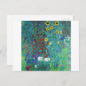 農園ひまわり付きグスタフクリムト ポストカード (正面/裏面)