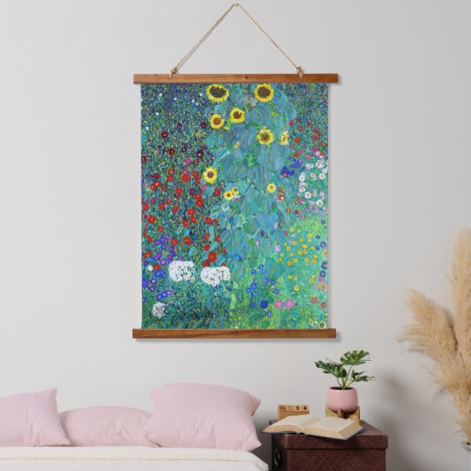 農園ひまわり付きグスタフクリムト 吊り下げ型タペストリー (寝室)