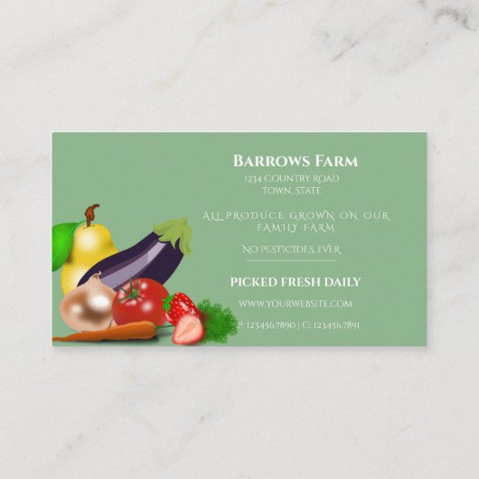 農園オーガニック生摘み野菜 名刺 (裏面)