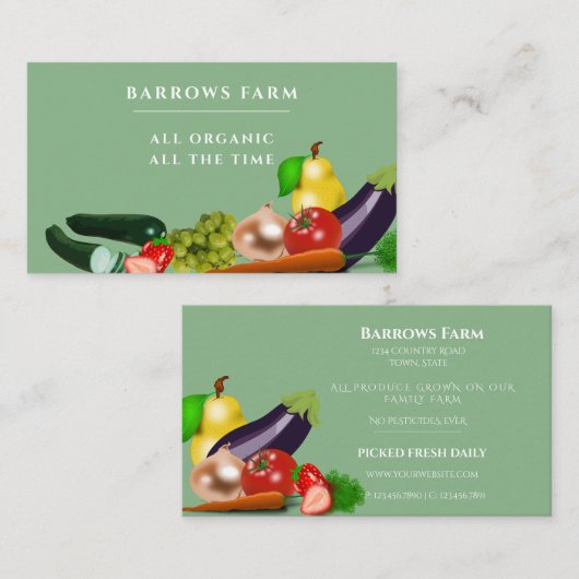 農園オーガニック生摘み野菜 名刺 (正面/裏面)